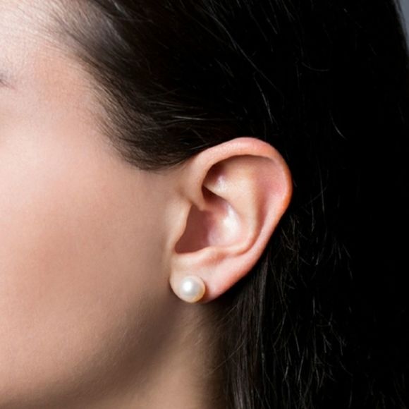 #X2 New Ivory Pearl Earrings Studded Big - Picture 1 of 2